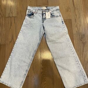 Motel Rocks Low Rise Parallel Jeans In 80s Light Blue Wash